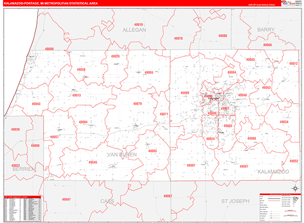Kalamazoo-Portage Metro Area Wall Map